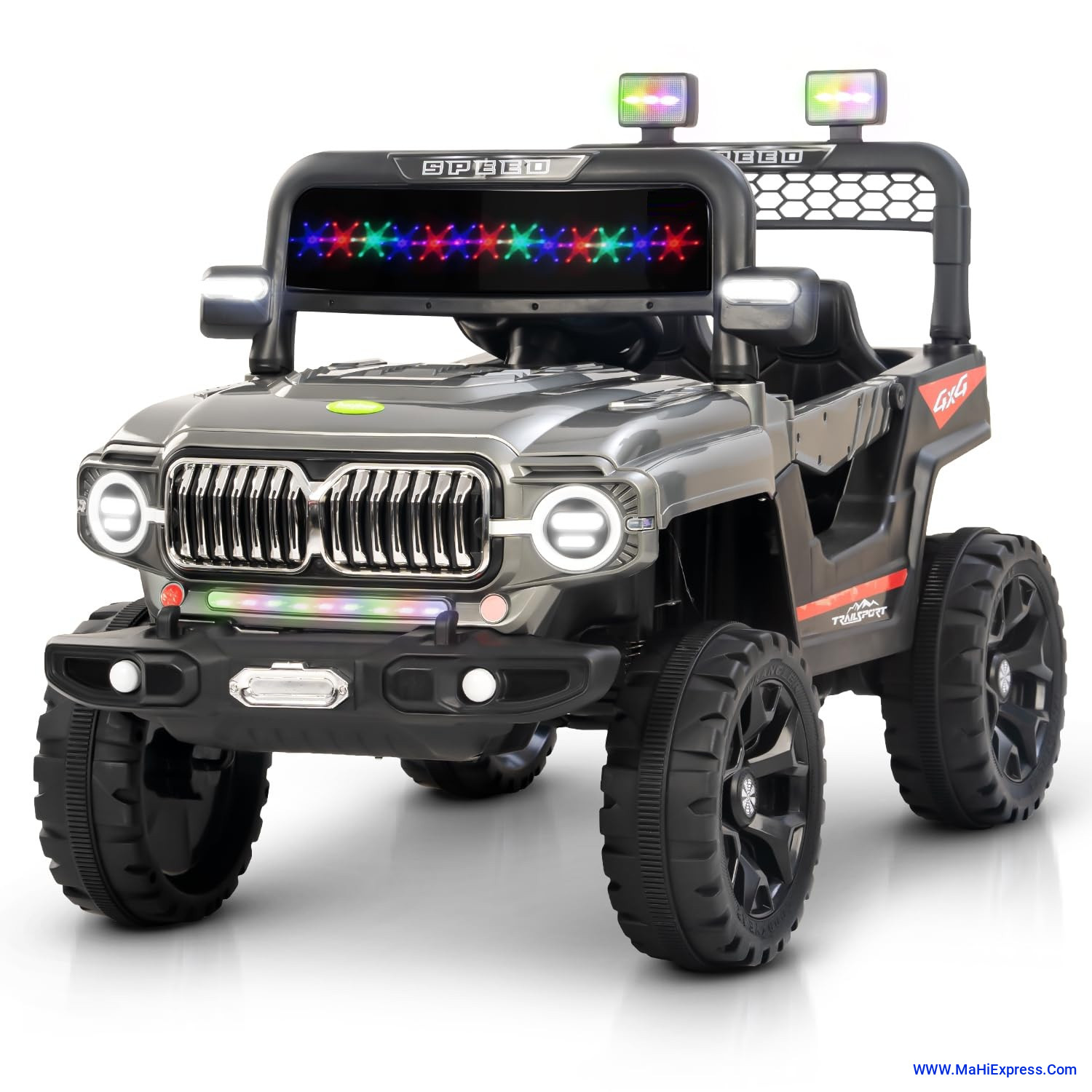 Sayeny Elento Battery Operated Ride on Electric Jeep Car for Kids | Ride on Baby Car with Music & USB, Kids Baby Big Car | Battery Operated Jeep Car for Kids to Drive 2 to 6 Years (Painted ASH )