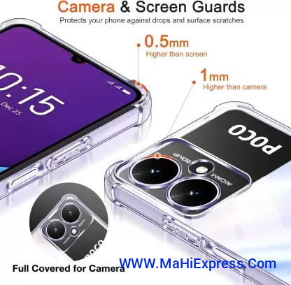 Sayeny Back Cover for Poco M6 5G  (Transparent, Camera Bump Protector, Silicon, Pack of: 1)