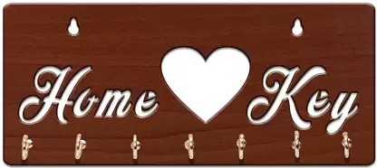 Kana Creation Home key Wooden Key Holder (7 Hooks, Brown) Wood Key Holder  (7 Hooks, Brown)