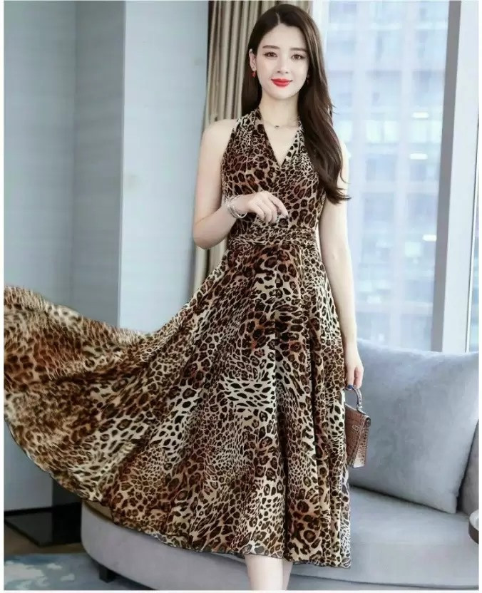 Leopard Print Long Dress For Women & Girl