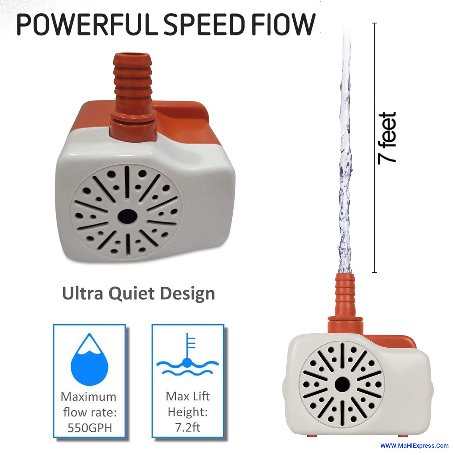 Sayeny 40 Watt Submersible Pump [Ultra Quiet] [2.65 Meter Water Lifting] Water Pump for Desert Air Cooler Pump with 2 Nozzle [1.5 meter Power Cord]- WHITE