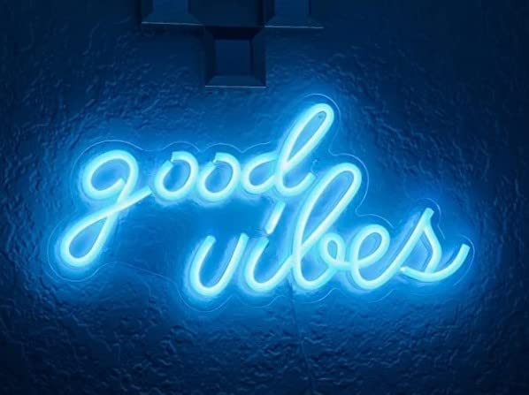 Sayeny Good Vibes LED Neon Signs Light LED Art Decorative Sign - Wall Decor/Table Decor, Home Decor for Wedding Party Kids Room Living Room House Bar Pub Hotel Beach (Ice Blue)